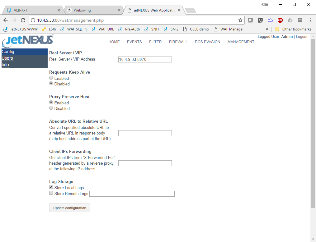 jetnexus WAF SETUP