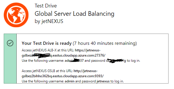 GSLB Test Drive Access Details
