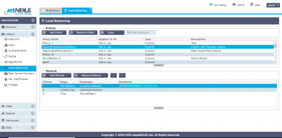 Session persistence load balancing policy
